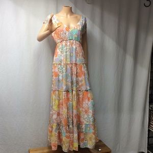 Anthropologie floral v-neck 4 tier maxi dress